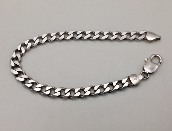 ITALY 925 Sterling Silver Curb Cut Link Bracelet … - image 5