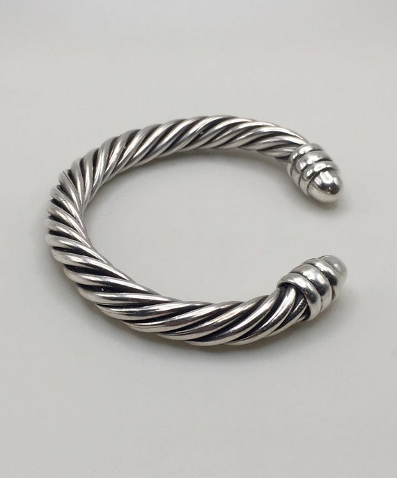 Vintage 925 Sterling Silver Classic Cable Cuff Br… - image 4
