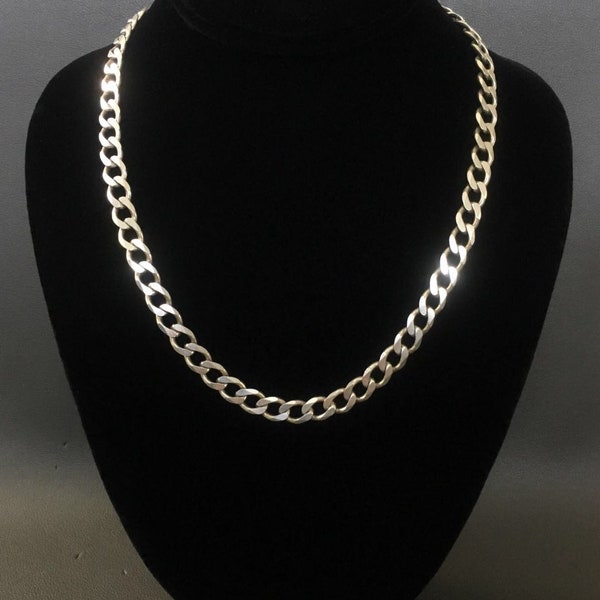 ITALY Vintage 925 Silver Curb Chain Long Necklace 20" / Silver Necklace, Silver Jewelry| Mother's Day Gift