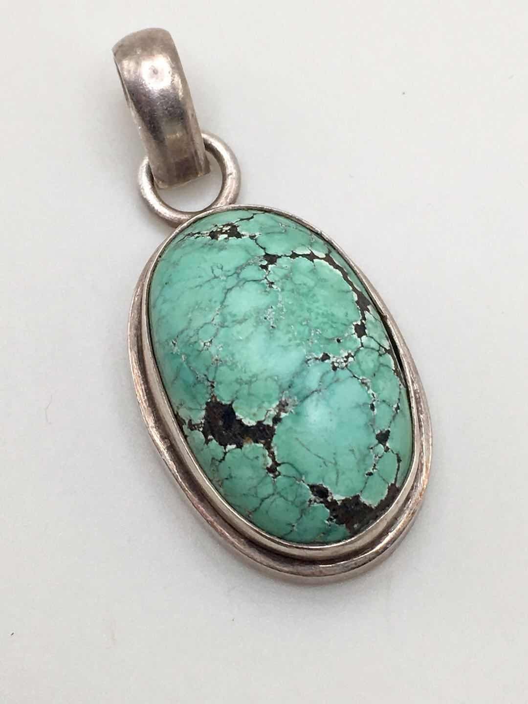 J.Nelson Sterling and Turquoise Oval Pendant main image 1