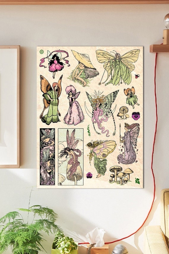 fairy collage poster - fairycore decor - fairy garden poster - cottagecore  poster - grunge fairy - aesthetic poster - dorm room decor