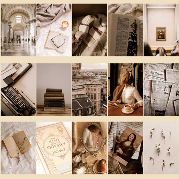 Printed Light Academia Wall Collage Kit Academia Collage Kit Etsy Uk