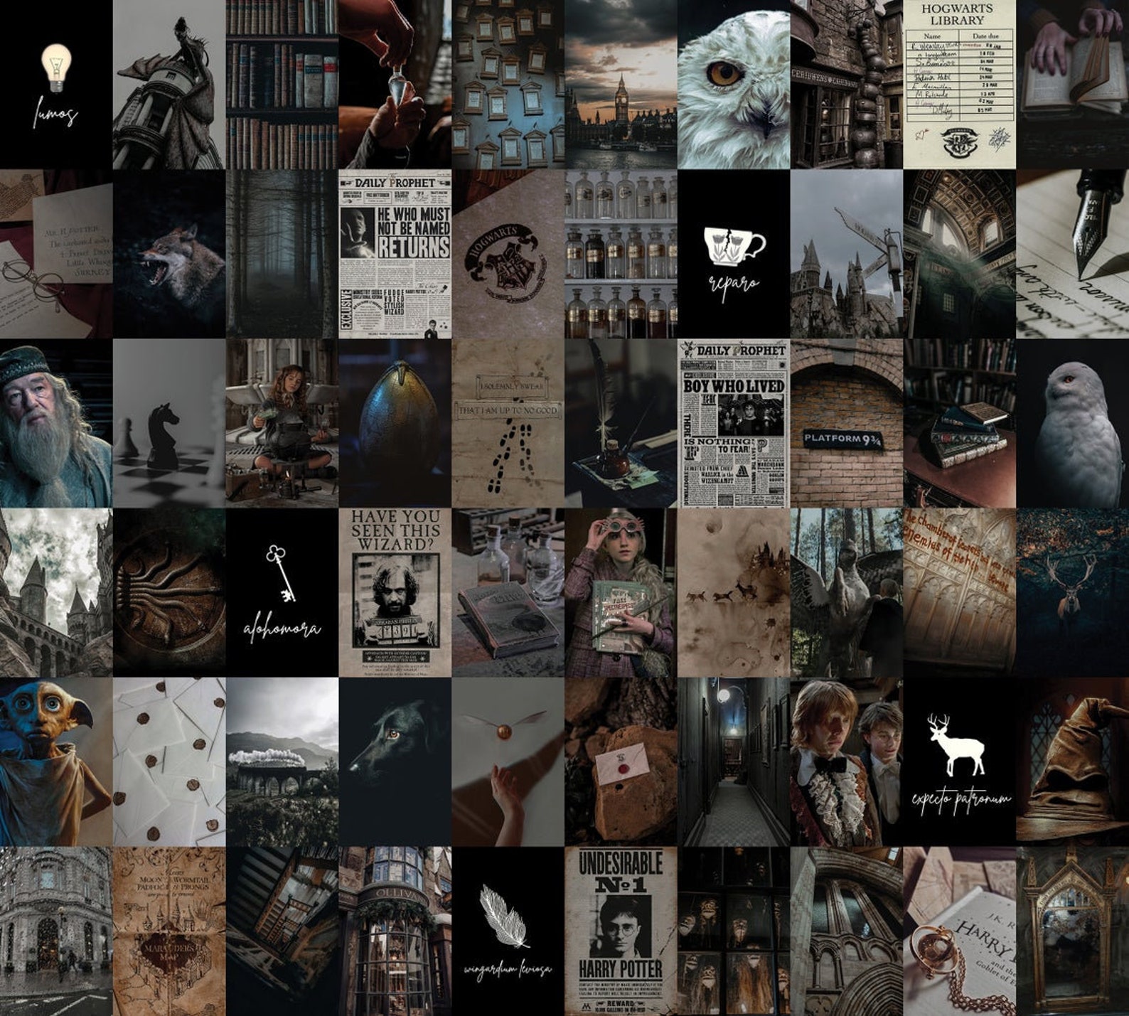 Harry Potter Wall Collage Kit decoración de Harry Potter Etsy