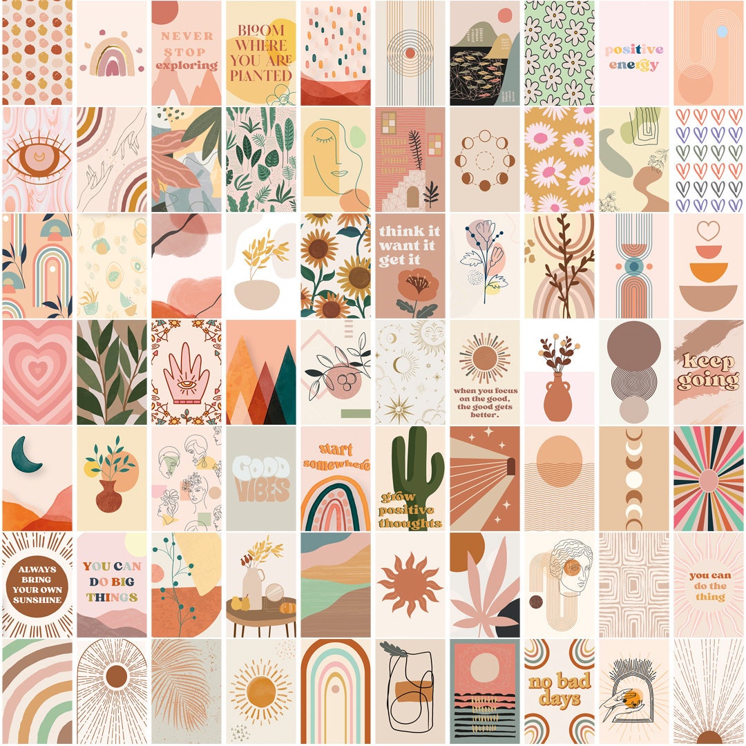 PRINTED Pastel Earth and Boho Wall Collage Kit Brown Collage - Etsy