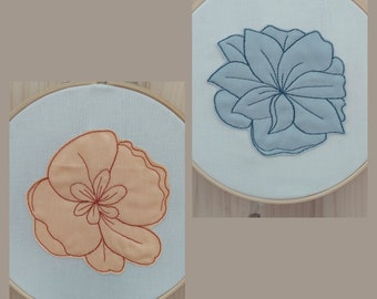 Borduurvijl bloemen lente - set van 2, elk 2 maten, van borduurframe 10x10, borduurpatroon bloemen, versie 1