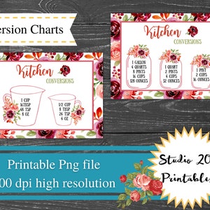 Pioneer Woman Inspired Conversion Charts, digital conversion charts, printable cards, instant digital download, farmhouse design