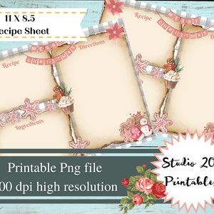 Pioneer Woman inspired, recipe sheets, farmhouse design, instant download, junk journal ephemera, scrapbook, recipe sheet, gingerbread