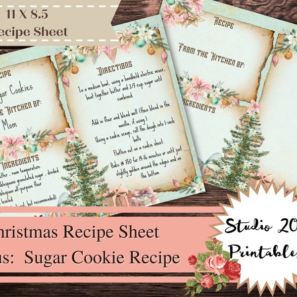 Personalized Christmas Recipe Sheet:   Create Your Holiday Masterpiece! Add a dash of creativity to your holiday cooking this season.