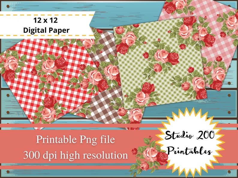 Pioneer Woman Inspired Digital Paper, Digital Scrapbook Paper