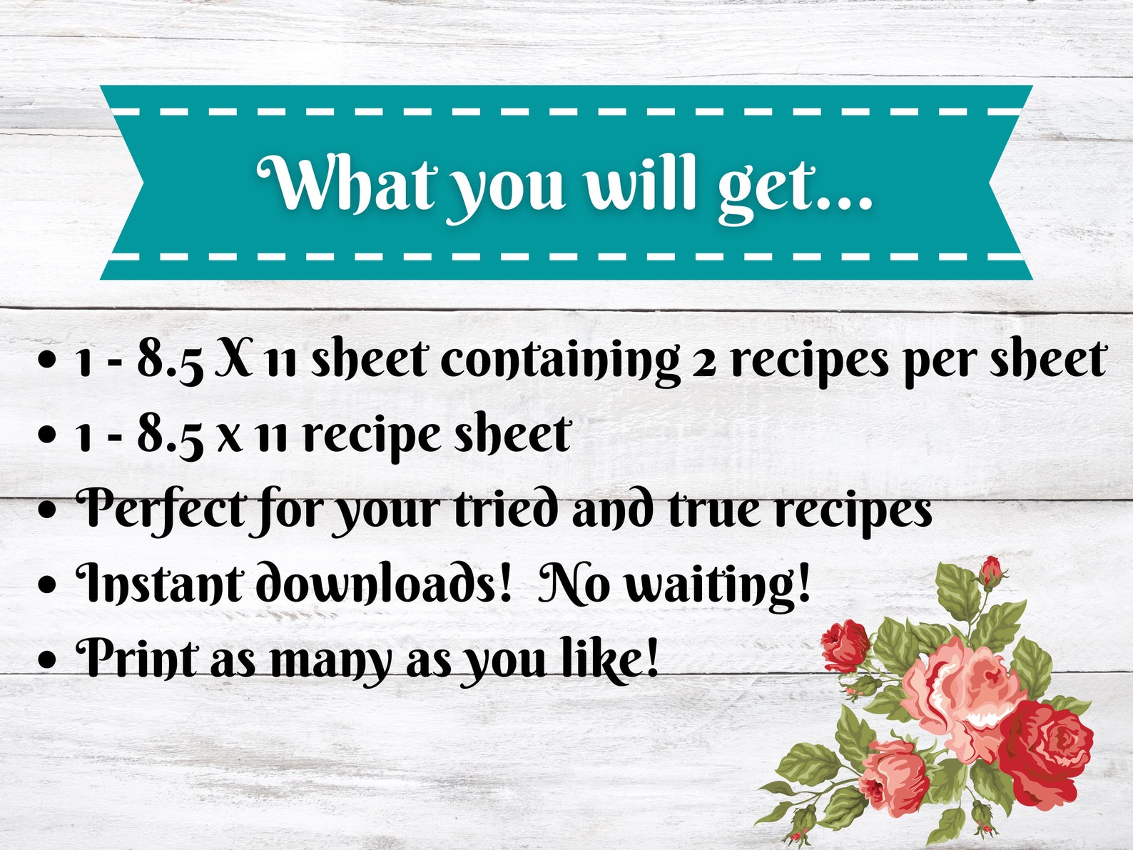 Printable Recipe Card, Pioneer Woman Inspired, Digital Download ...