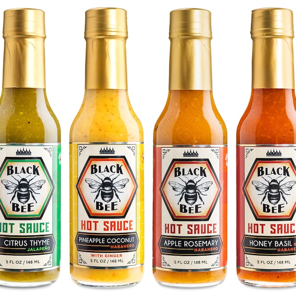 Black Bee Hot Sauce  - Bee Hive Set of all 4 flavors