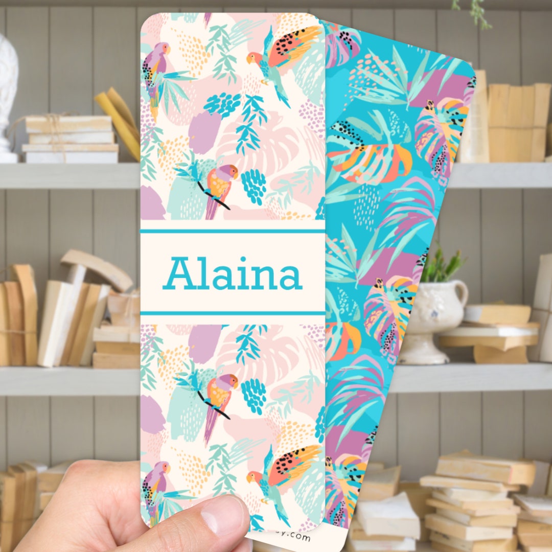 Tropical Birds Bookmark, Parrots, Double Sided, Laminated, Optional ...