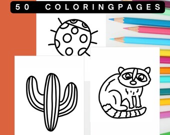 Coloring Nature Bold & Simple | 50 Page Printable Coloring Book | Easy Nature Coloring Pages | Digital Download