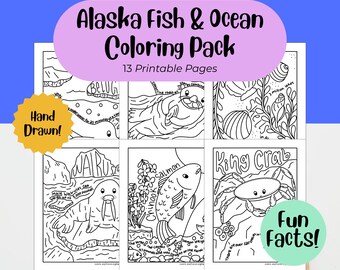 Alaska Fish & Ocean Life Coloring Pages | 13 Printable Marine Wildlife Coloring Pages