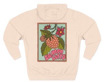 Salmonberry Hoodie | Hand Drawn Wildflower Hoodie for Nature Lovers