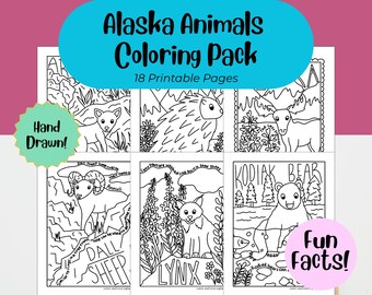 Alaska Animals Coloring Pages | 18 Printable Nature Coloring Sheets | Digital Download | Hand Drawn Wildlife Activity for Kids & Adults