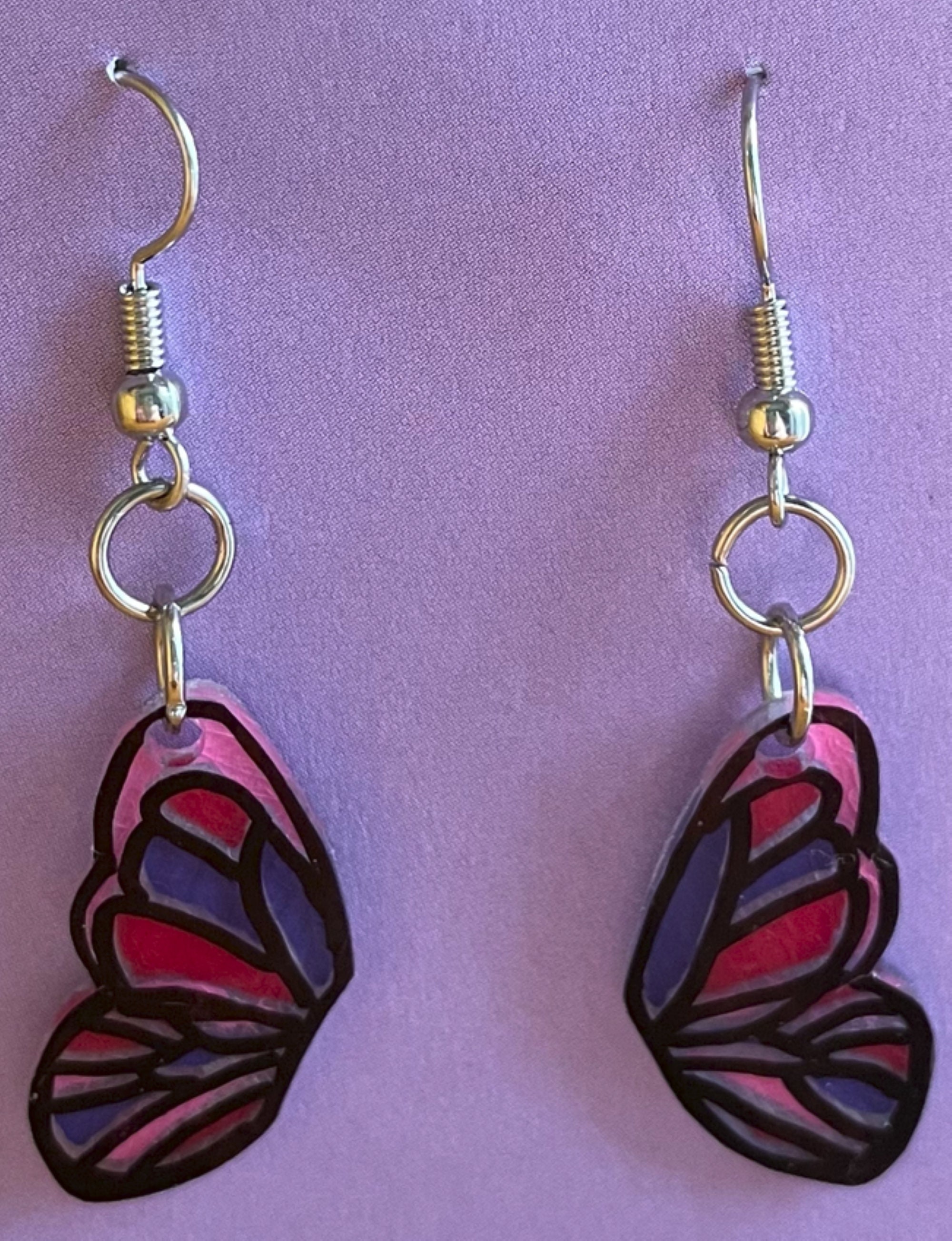 Butterfly Wing Earrings, Shrinky Dink Earrings, Shrinky Dink