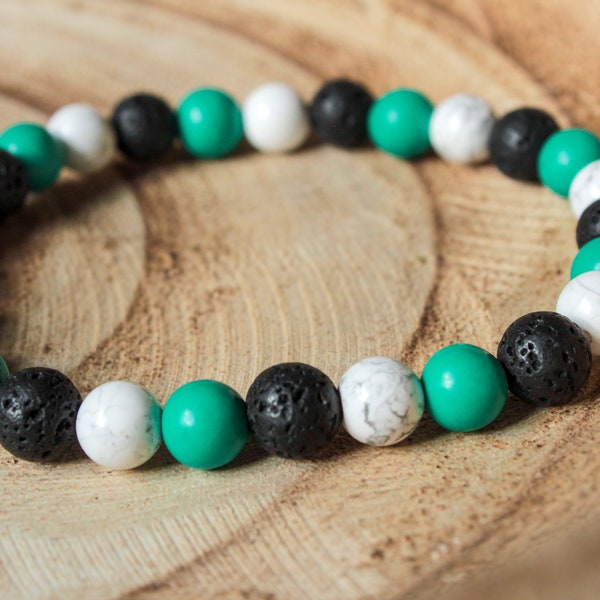 Mashan Jade, Howlite & Lava Rock Bracelet - Harmony and new beginnings