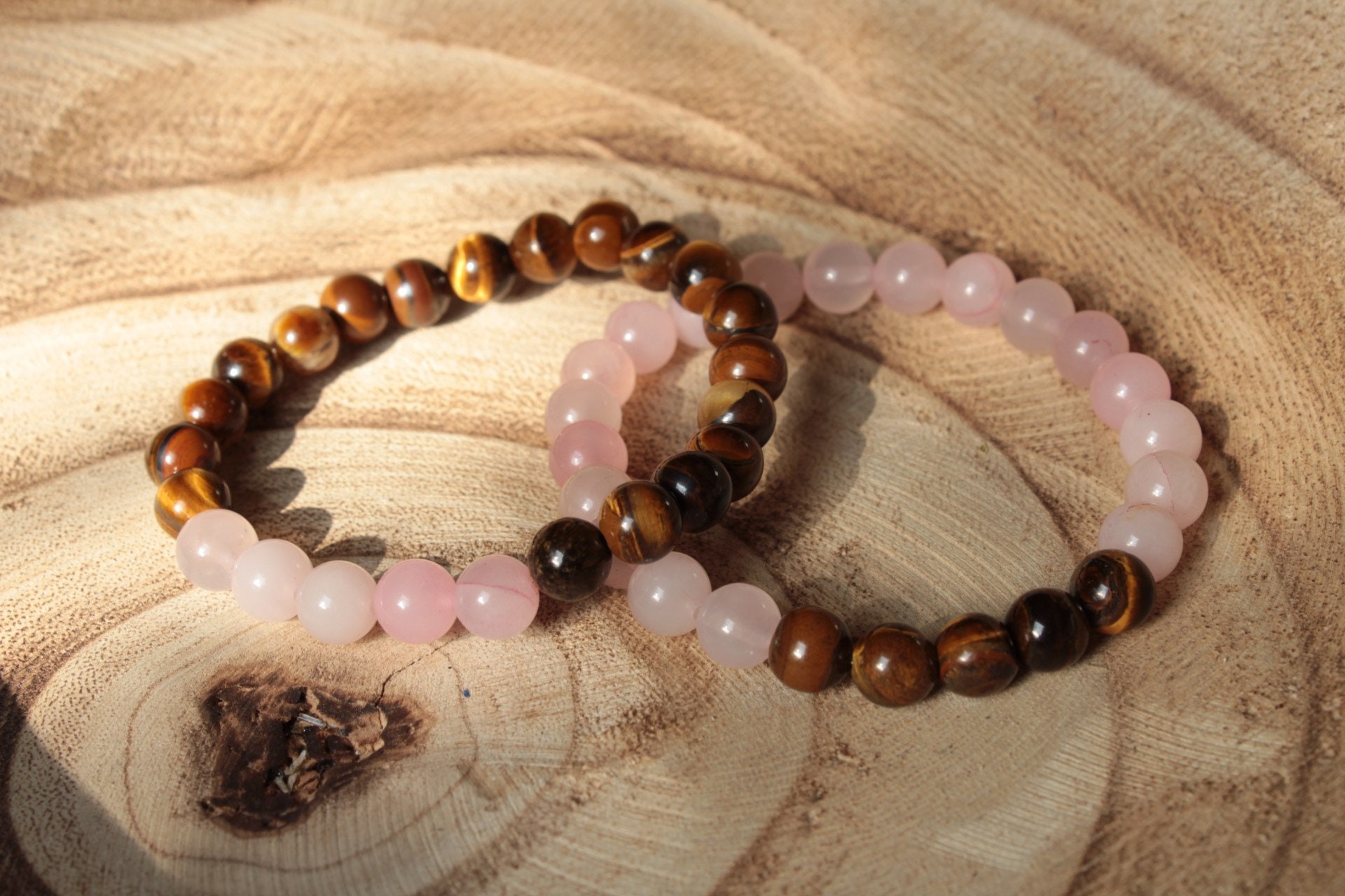 Rose quartz and on sale tiger's eye bracelet