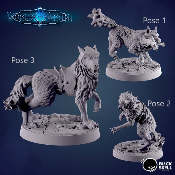 Wolf Companion Bundle | D&D | DnD | Dungeons and Dragons | Wargaming | 3D Printed | Model | Role Playing | Pathfinder