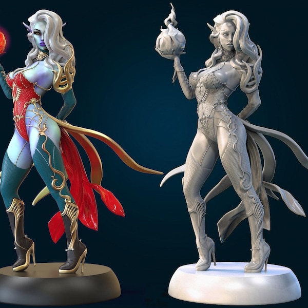 Dark Elf Wizard | D&D | DnD | Dungeons and Dragons | Wargaming | 3D Printed | Model | Role Playing | Pathfinder
