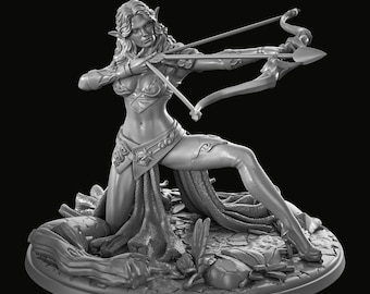 Arquero Elfo del Bosque 2 / D&D / DnD / Dungeons and Dragons / Wargaming / Impresión 3D / Modelo / Juego de rol / Pathfinder