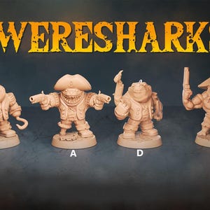 Wereshark Bundle 3 | D&D | DnD | Dungeons and Dragons | Wargaming | 3D Printed | Model | Role Playing | Pathfinder