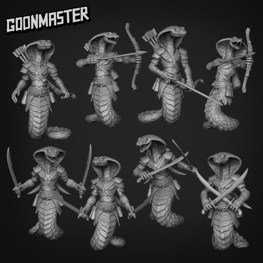 Asp Snake Pathfinder Snake Warrior & Archer Bundle | Dnd | Dungeons and Dragons | Wargaming ...