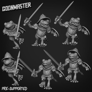 Fancy Frog Swordsman Bundle | D&D | DnD | Dungeons and Dragons | Wargaming | 3D Printed | Model | Role Playing | Pathfinder
