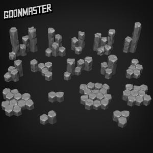 Basing Bits - Basalt Columns | D&D | DnD | Dungeons and Dragons | Wargaming | 3D Printed | Model | Role Playing | Pathfinder