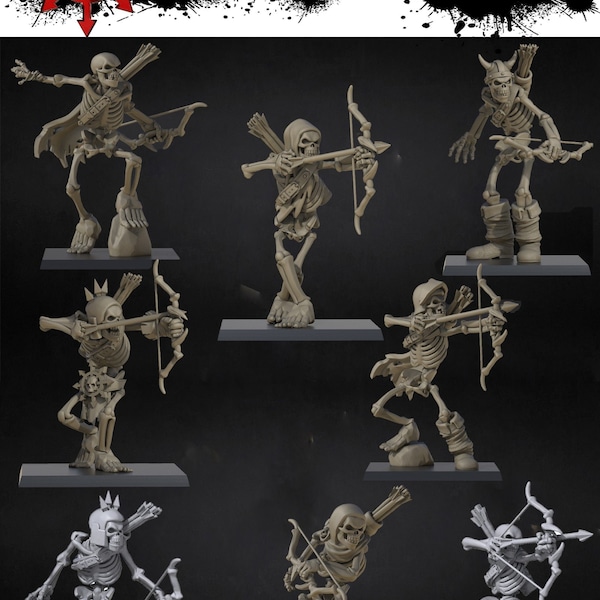 Skeletal Archer Bundle | D&D | DnD | Dungeons and Dragons | Wargaming | 3D Printed | Model | Role Playing | Pathfinder