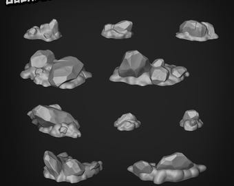 Basing Bits - Dirt and Rocks | D&D | DnD | Dungeons and Dragons | Wargaming | 3D Printed | Model | Role Playing | Pathfinder