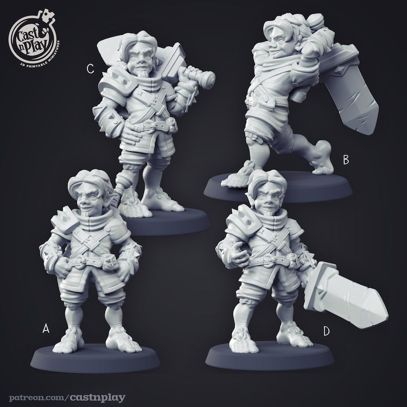 Halfling Fighter Bundle | D&D | DnD | Dungeons and Dragons | Wargaming | 3D Printed | Model | Role Playing | Pathfinder