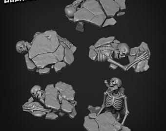 Basing Bits - Crushed Skeletons | D&D | DnD | Dungeons and Dragons | Wargaming | 3D Printed | Model | Role Playing | Pathfinder