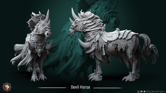 Devil Horse | D&D | DnD | Dungeons and Dragons | Wargaming | 3D Printed |  Model | Role Playing | Pathfinder