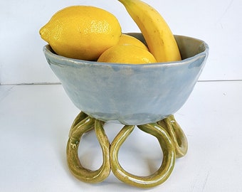 Handmade Ceramic Floral Fruit Bowl