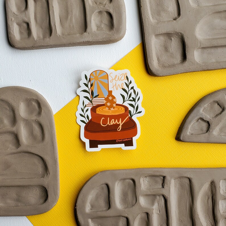 Seize the Clay Vinyl Sticker Pottery Stickers Botanical Etsy