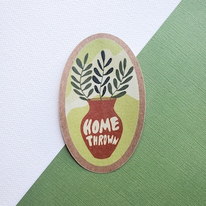 Home Thrown kraft paper sticker, Pottery stickers, Ceramic, Botanical trendy stickers, recycled stickers image 2