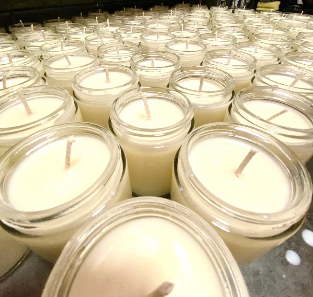4 Oz Bulk Candles, Wholesale Candles, Clear Glass Jar, Soy Wax, Customized Choose Your Text or