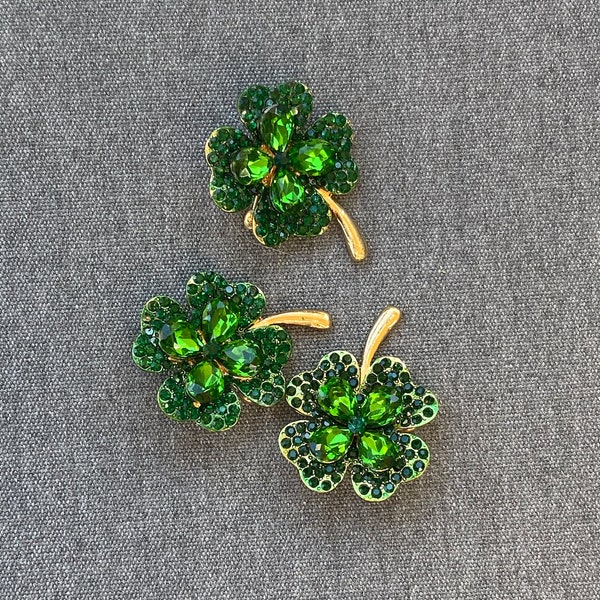 Clover Brooch| Irish Green Jewelry| Lucky Brooch| ST Patrick's Accent| Four Leaf Clover Jewelry| Irish Wife Gift| Irish Girlfriend Gift|