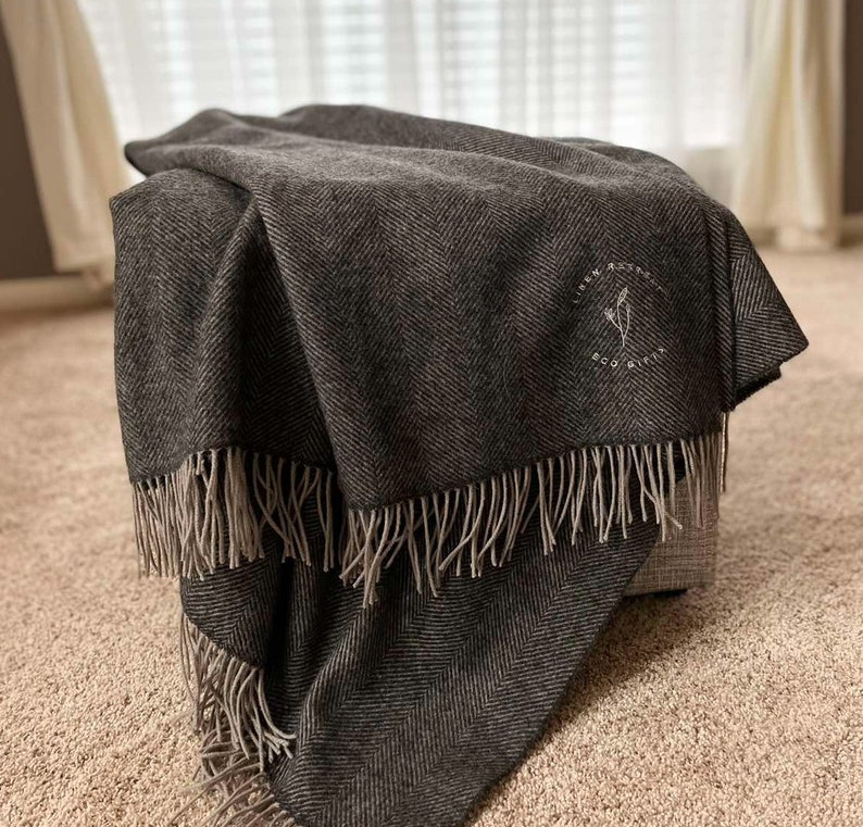 Mongolian 100% WOOL Blanket Throw| Luxury Herringbone Throw| Christmas Gift| Wedding Gift| Birthday Gift bild 3