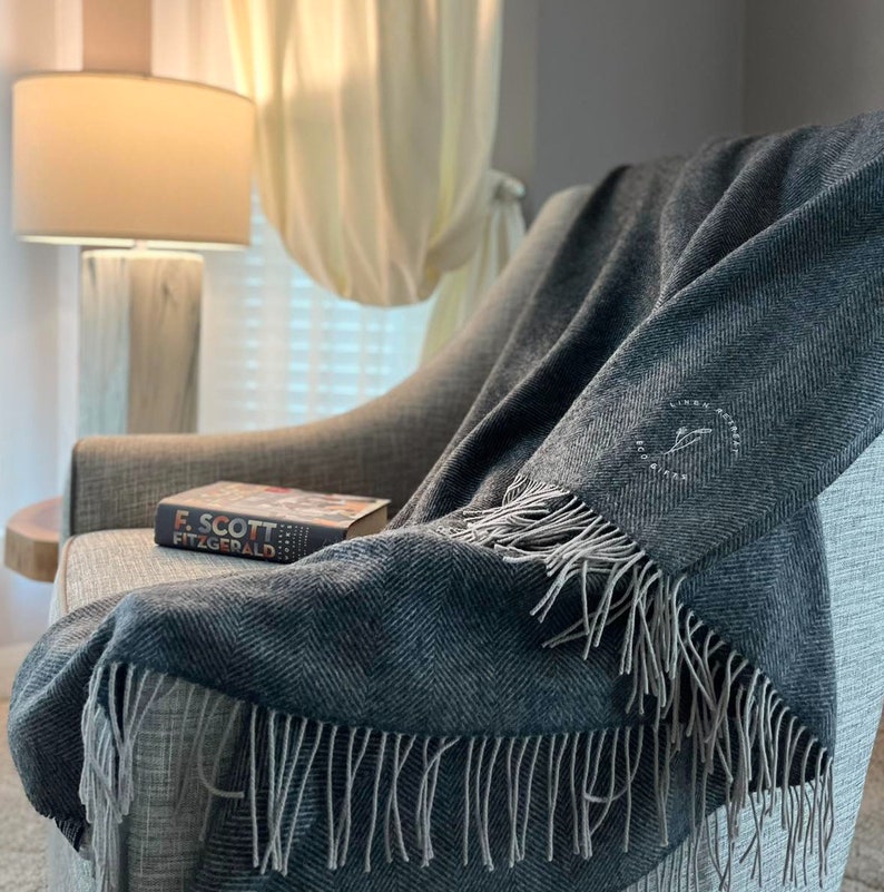 Mongolian 100% WOOL Blanket Throw| Luxury Herringbone Throw| Christmas Gift| Wedding Gift| Birthday Gift bild 2