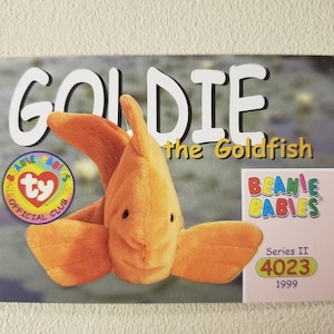 Vintage 1999 ty beanie babies offical club card goldie the goldfish