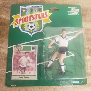 Vintage sportstars kenner soccer figure and card Bryan robson