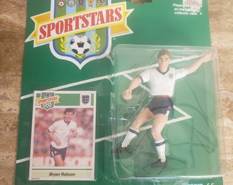 Vintage sportstars kenner voetbalfiguur en kaart Bryan Robson