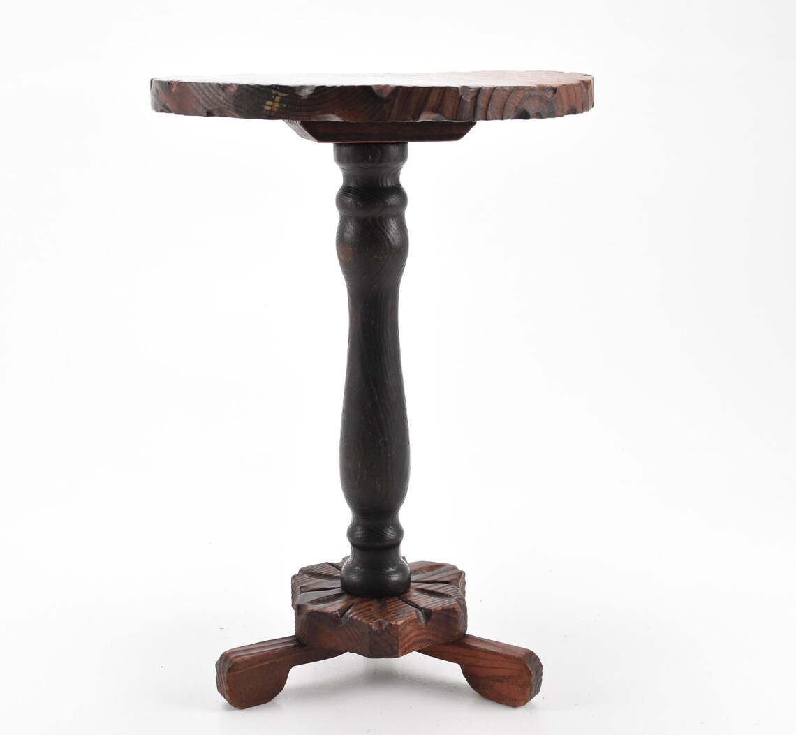 ChezBearFrance - Vintage 21" Wooden Rustic End Side Coffee Living Room Table Stand Kitchen Farmhouse Cottage, foto 4 di 5