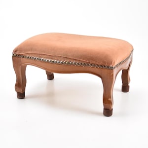 ChezBearFrance - Vintage Padded Footstool Footrest Living Room Bedroom Four Legged Room Farmhouse Cottage Barn Foot Stool