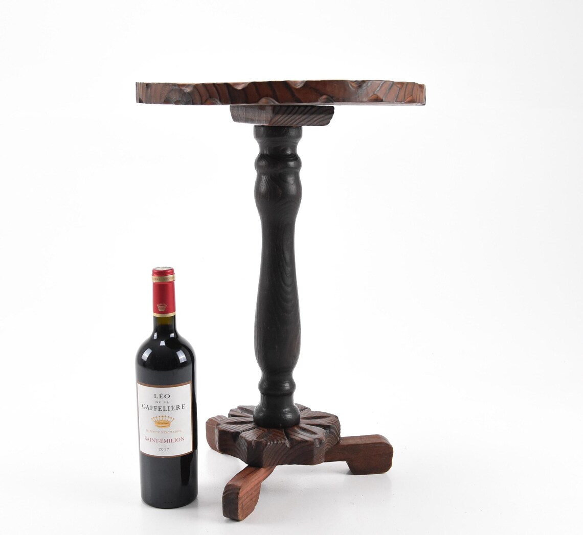 ChezBearFrance - Vintage 21" Wooden Rustic End Side Coffee Living Room Table Stand Kitchen Farmhouse Cottage, foto 2 di 5