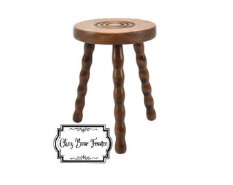 vintage Français 13 » Petit tabouret rond en bois Bulls Eye Plant Stand Room Display Farmhouse Cottage Tabouret en bois / ChezBearFrance