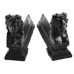 ChezBearFrance - Vintage Heavy Woman Firedogs Andirons Cast Iron Pair Of Fireplace Statue Andirons Set Firedogs Fireplace Decor Farmhouse